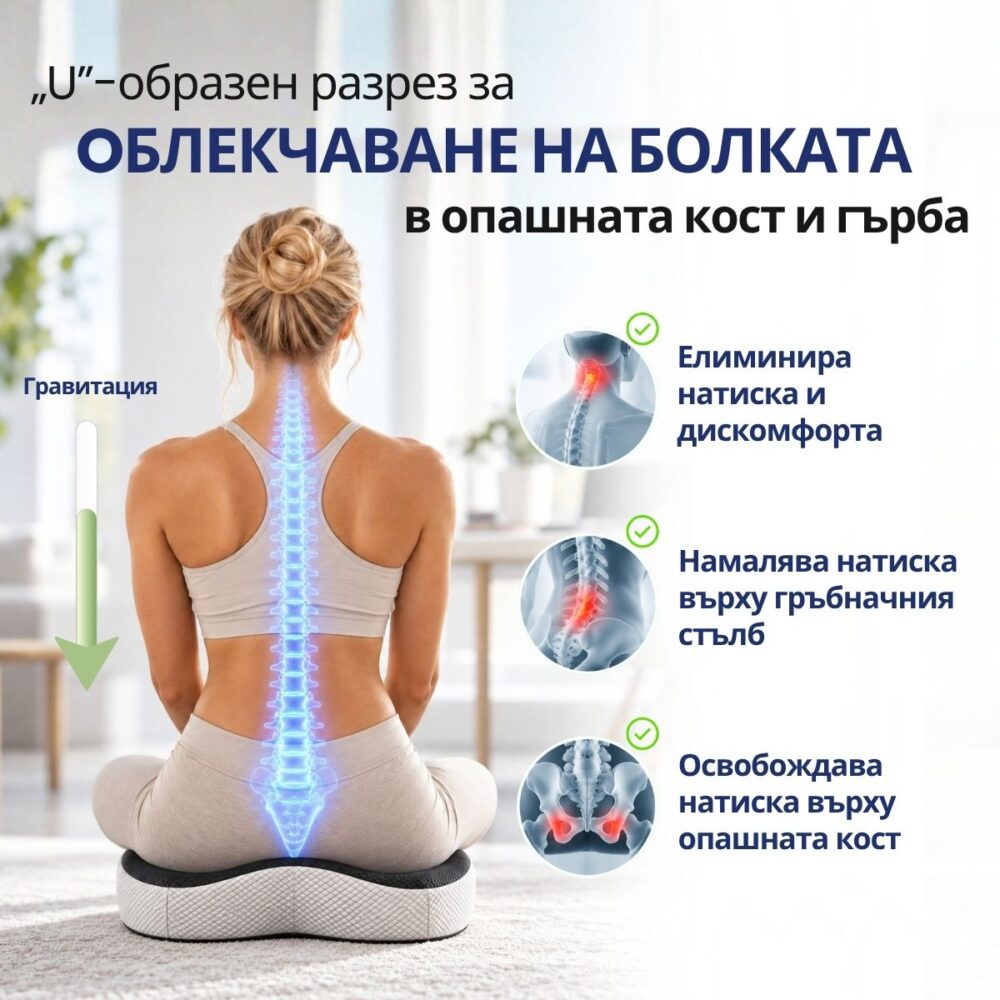 ComfortSit – изрез във формата на U за облекчаване на опашната кост